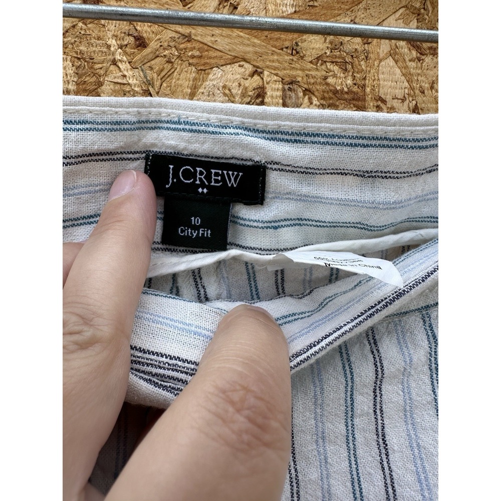 VTG J. Crew Women's Size 10 White‎ Striped City Fit Shorts Casual Pockets - Picture 7 of 16